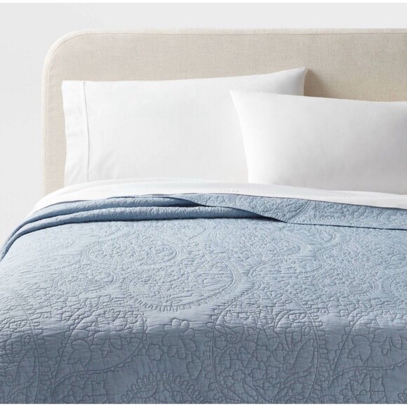 Threshold Other - Twin/Twin XL Garment Washed Paisley Stitch Quilt Sky Blue - Threshold NEW